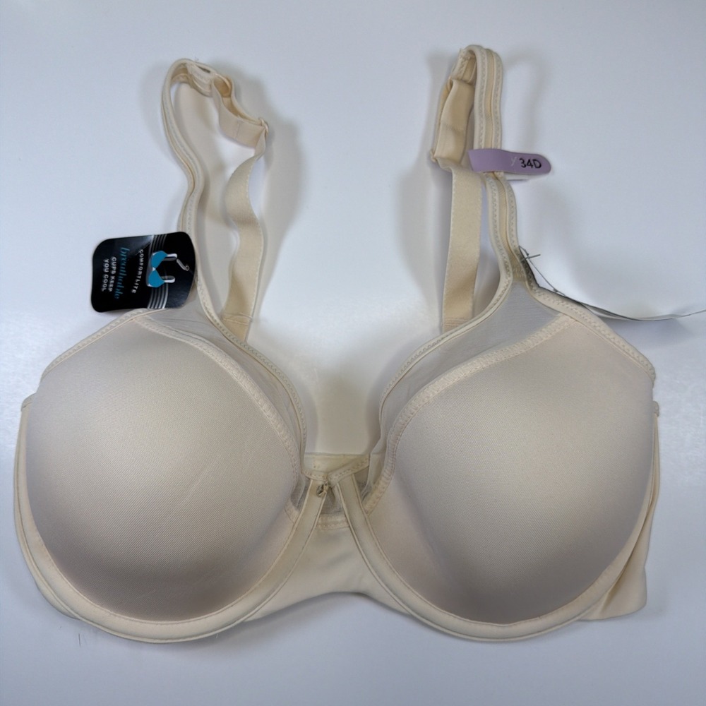 Bali One Smooth U Ultra Light Convertible Underwire Bra 34D DF3439 Light Beige